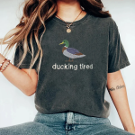 Pupiloves Ducking Tired 'Duck' Embroidered T-shirt