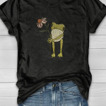 Pupiloves Flower Frog Embroidered-1 T-shirt