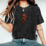 Pupiloves Large Poppies Embroidered T-shirt